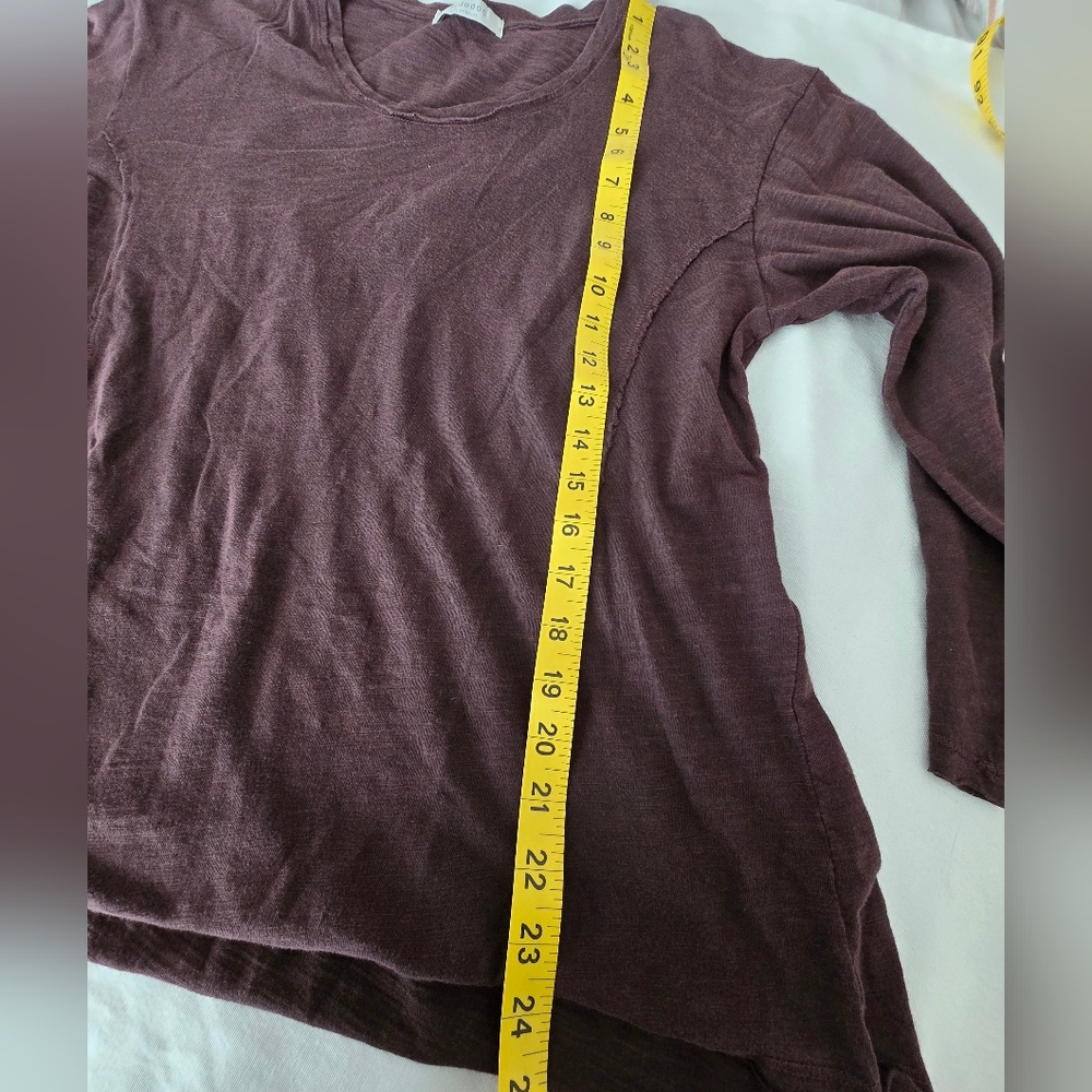 Mododoc Peplum Back Top Small Brown Soft Knit Minimalist Casual Swing Tee - Picture 6 of 10